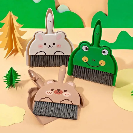 Kawaii Mini Broom & Dustpan Set 🐰🐻🐸 | Adorable Cartoon Cleaning Duo for Fun Home Chores! 🌈✨