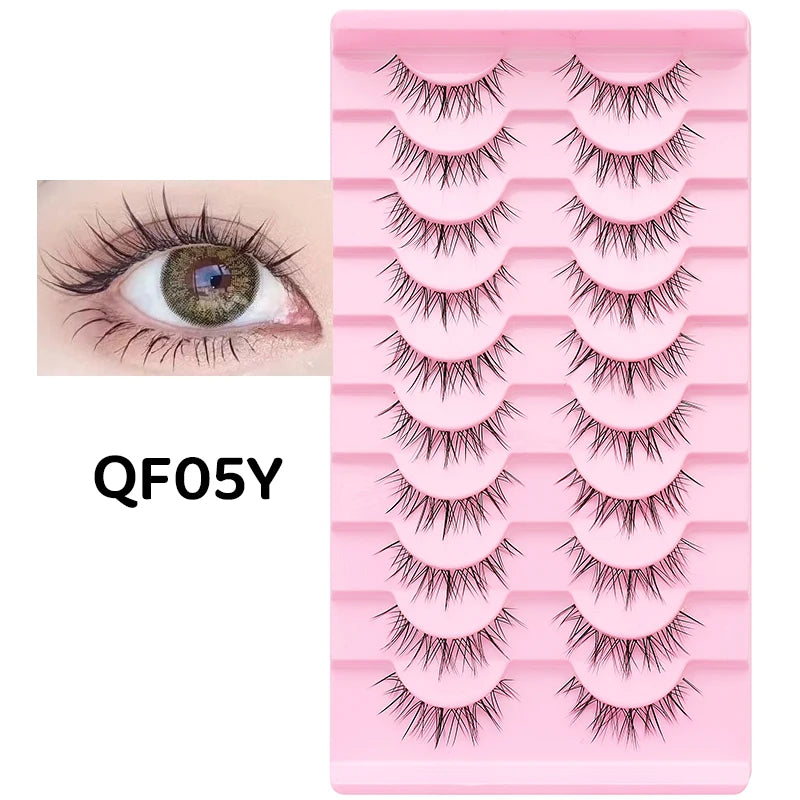 Adorable Manga Style False Eyelashes 10 Pairs Natural Full Strip Lashes For Anime Look Makeup ✨🐰🎀🌸