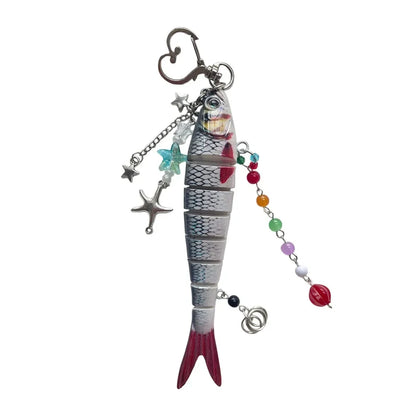 Playful Plastic Fish Keychain 🐟 Multi Jointed Backpack Charm Gift
