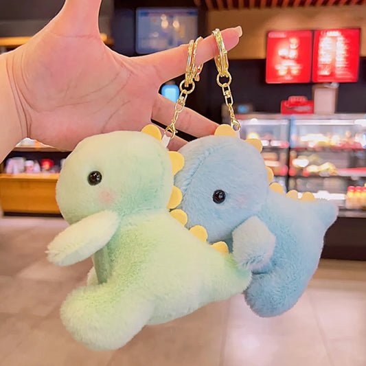 Pastel 12cm Dino Plush Keychain Pendant 🦕 Cute Portable Stuffed Doll Backpack 🎒