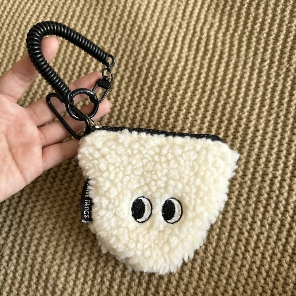 🍙 Adorable Rice Ball Zipper Coin Purse 👜 Plush Wallet with Lanyard - Cute Storage for Small Treasures! 🌟