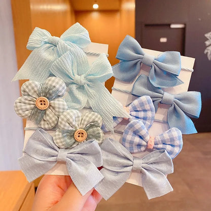 Kawaii 10-Piece Floral Bow Hairbands 🌸✨ | Adorable Elastic Hair Ties for Girls 🎀💕 | Stylish Kids' Headwear Accessories