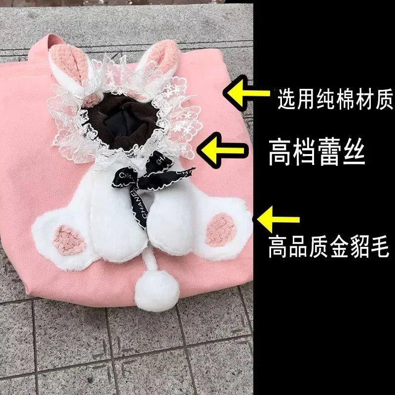 Kawaii Pet Carrier Bag 🐾✨ - Adorable Canvas Travel Sling for Cats & Dogs with Cozy Cushion 🐶💖