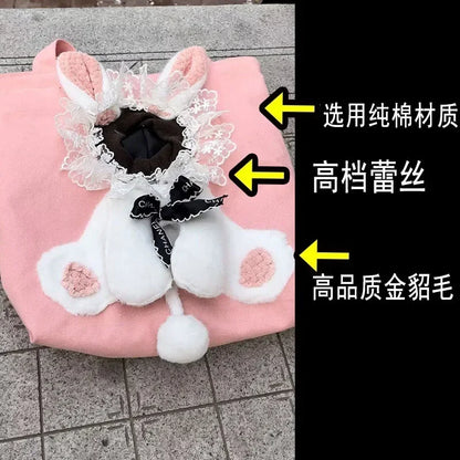 Kawaii Pet Carrier Bag 🐾✨ - Adorable Canvas Travel Sling for Cats & Dogs with Cozy Cushion 🐶💖