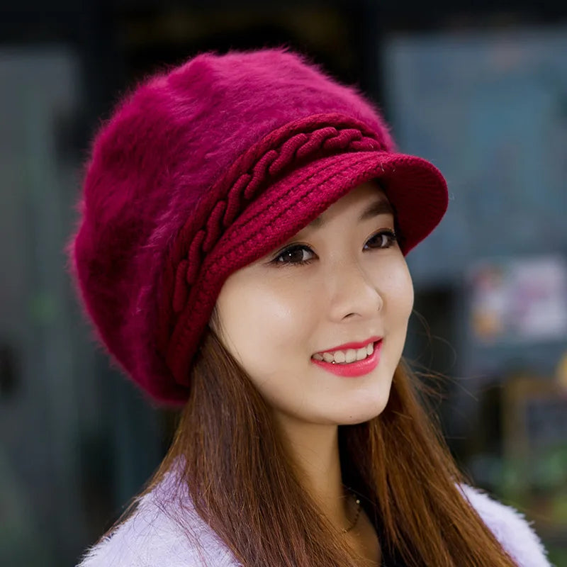 Cozy Korean Style Rabbit Hair Beanie For Women Warm Winter Knit Hat 🐰❄