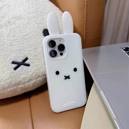 Kawaii 3D Silicone Rabbit Case 🐰✨ for iPhone 11/12/13/14/15 Pro Max - Cute & Protective Soft Shell!