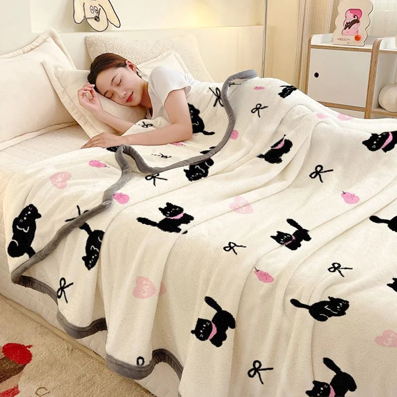 YanYangTian 2024 New Thin blanket sofa cover bedding Cute puppy print Autumn Winter warm comforter Home and decoration - Pixie Quill