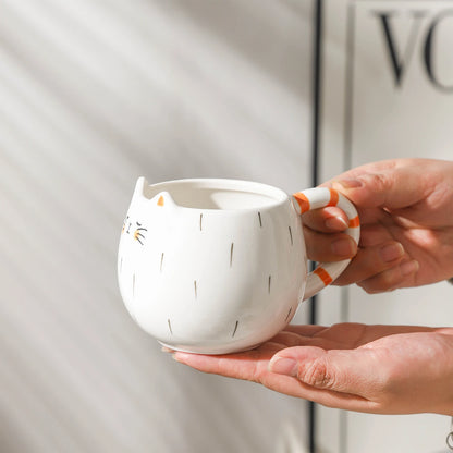 Adorable Cat-Shaped Ceramic Mug 🐱✨ - 380ml Kawaii Coffee, Milk & Water Cup!