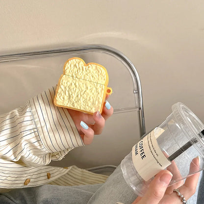 Kawaii Toast Silicone Earbud Case 🍞🎧 | Cute & Creative Headphone Cover with Keychain for Huawei FreeClip 🌟💕