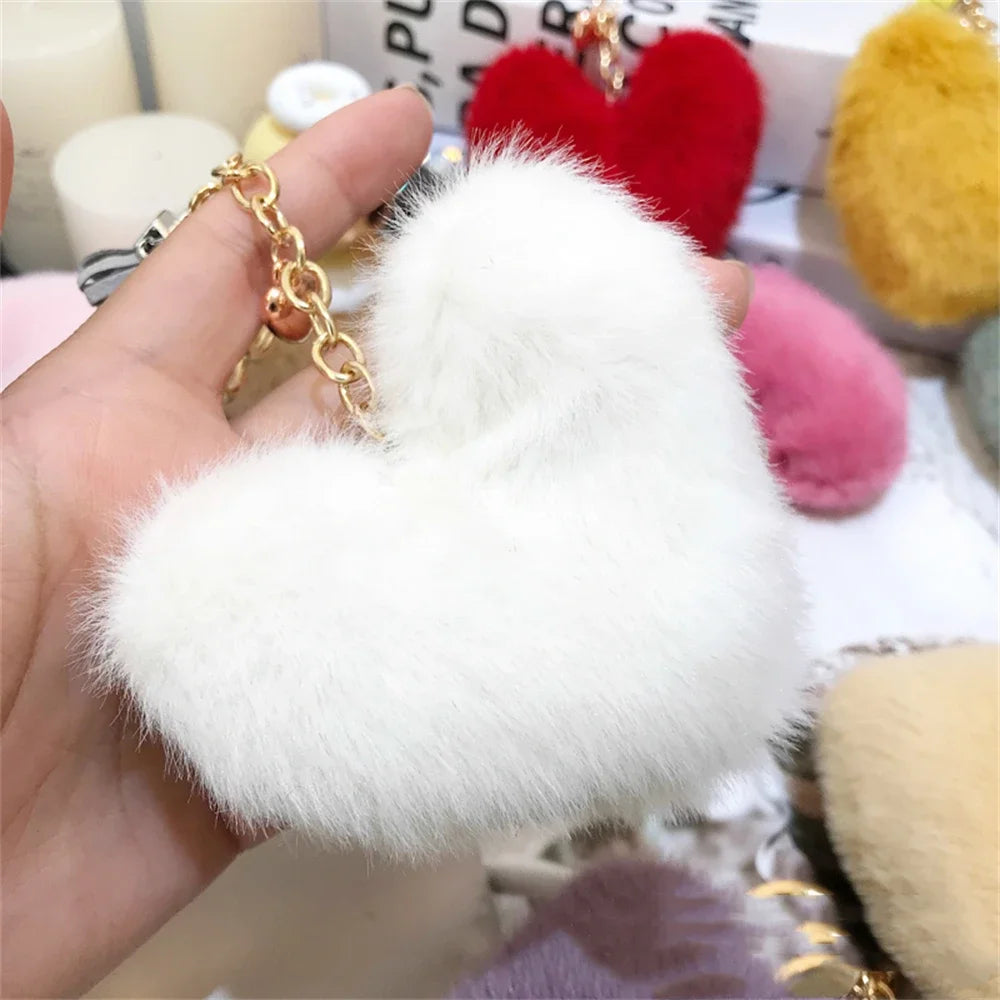 Kawaii Heart Pompom Keychain 🎀✨ | Adorable Plush Ball Accessories for Bags & Cars ❤️🎉 | Perfect Valentine Gifts for Couples 💖🥰