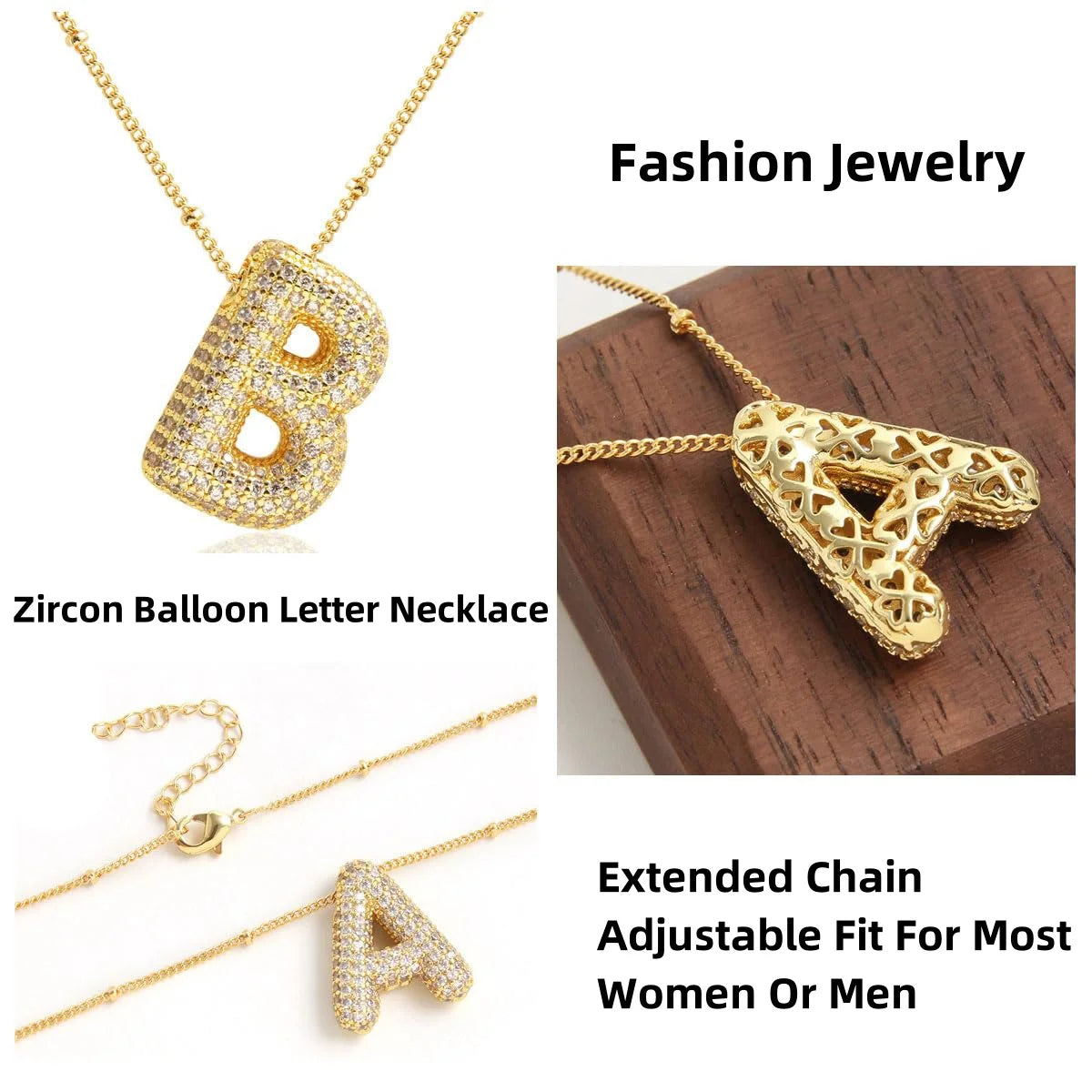 Kawaii Gold Plated Balloon Letter Necklace 🎈✨ | Chunky Initial Pendant Jewelry for Trendy Women 👩‍🎤💖