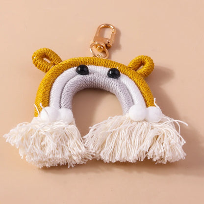 Pastel Rainbow Tassel Hand Knit Keychain For Car Bag Gift 🎀🌈💖