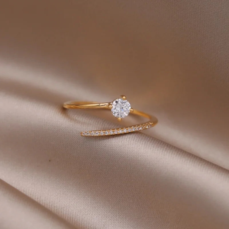 Kawaii Love Crystal Ring 💖✨ - 14K Gold Plated Heart Design for Elegant Daily Wear! 🌟💍