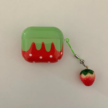 Kawaii Strawberry Dreams 🍓✨ Cute Red Polka Dot AirPods Case with Charm Pendant - Shockproof & Stylish! 🎧💕