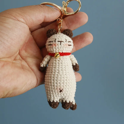 Handmade Kitten Crochet Keychain For Backpack Cute Cat Doll Pendant 🧶🐾