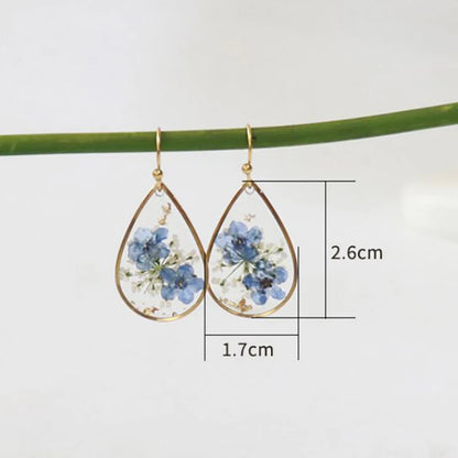 Elegant Pressed Flower Earrings For Women Natural Blue Floral Drop Earrings Handmake Epoxy Resin Plant Earring Jewelry Wholesale