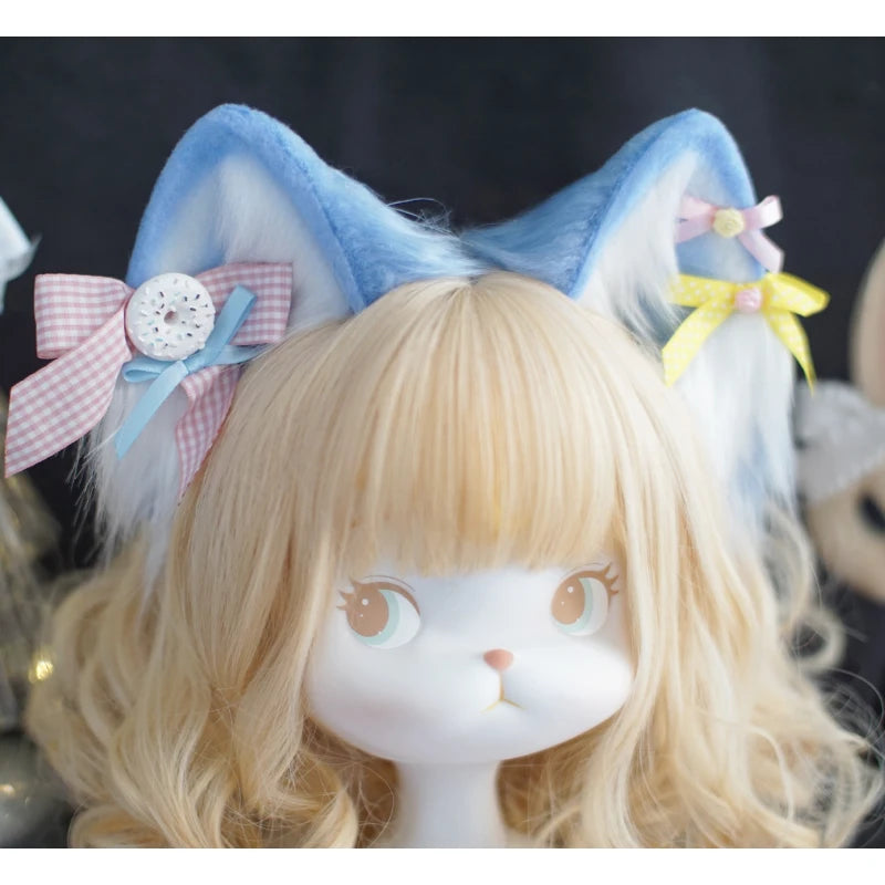 Kawaii Cat Ear Headband 🎀✨ - Cute Lolita Donut Candy Anime Accessory for Women 🐾💕