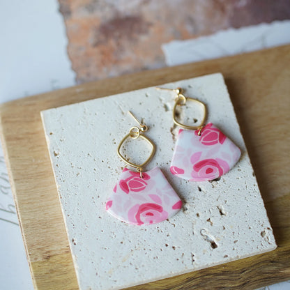 Trendy Fashion Rose Floral Dangle Pendant Enamel With Metal Parts Handmade Polymer Clay Earrings Sets Women's Accessories Gifts