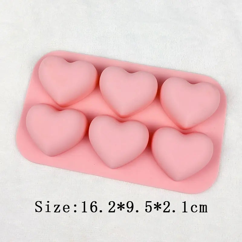 Valentine Cute Heart Silicone Mold Set 6 Cavities For Chocolate Candy And Soap🍬💗