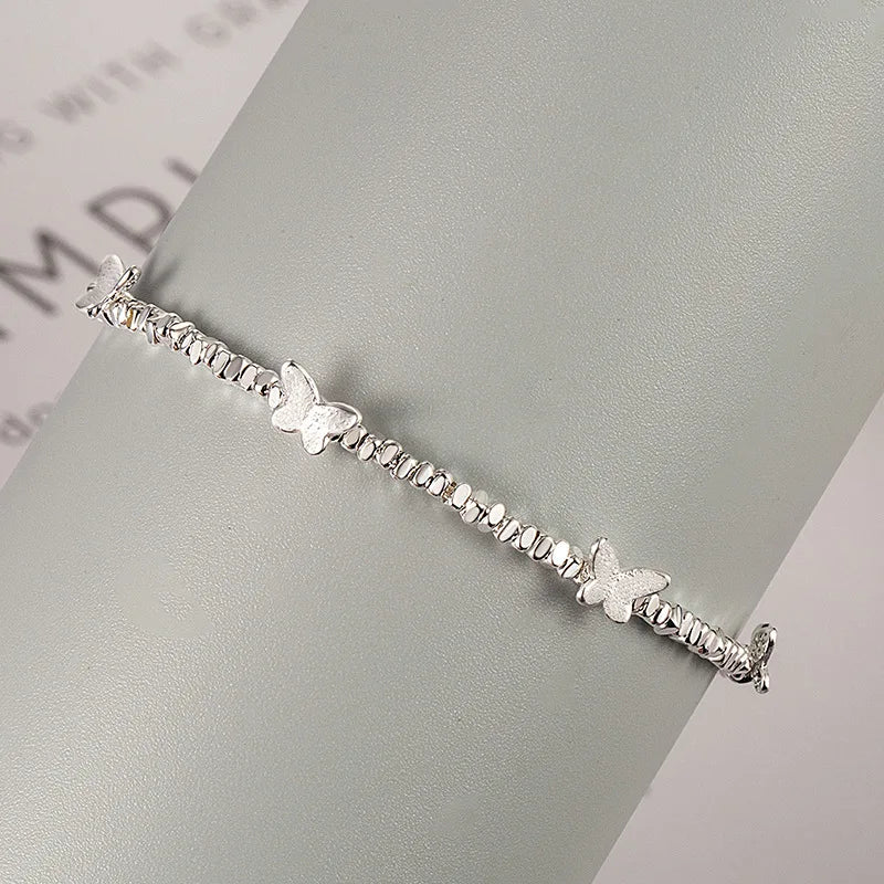 ✨ Kawaii Butterfly Charm Bracelet 🌸 - 925 Silver Bead Design for Girls 🎀 | Perfect Gift & Dropshipping!