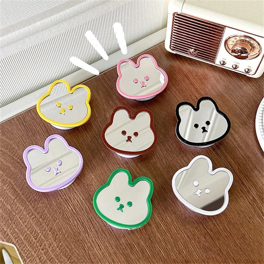 Kawaii Rabbit Mirror Grip Tok 🐰✨ | Adorable Foldable Phone Stand & Ring Holder for iPhone 📱💕