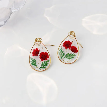 Pastel Pressed Flower Resin Drops Earrings 🌸 Elegant Geometric Jewelry For Women