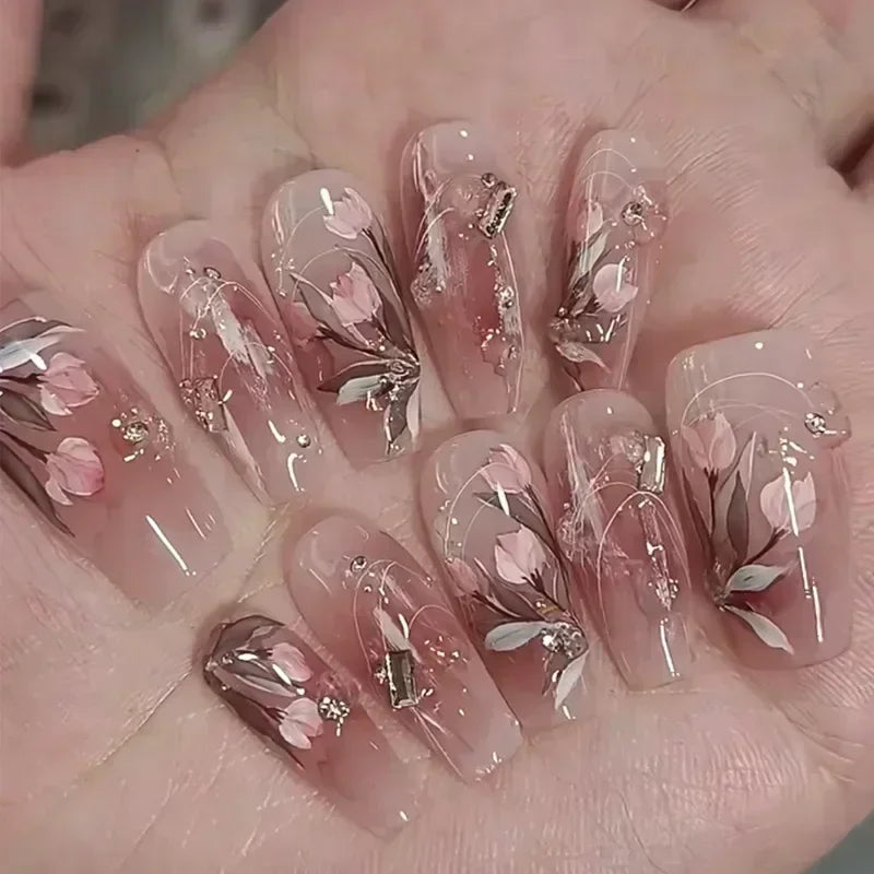 Kawaii Butterfly Dreams 🌸✨ 24pcs Press-On Fake Nails Set with Glue - Adorable Acrylic Tips for Stylish Girls 💖🦋