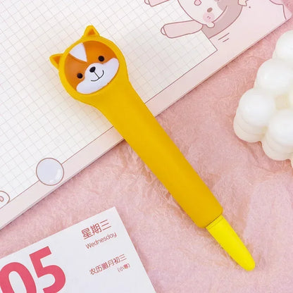 Kawaii 1Pc Adorable Cartoon Fruit Animal Gel Pen 🍓🐻 Soft & Squishy Decompression Stationery for Kids 🎉 0.5mm Fun Writing Tool
