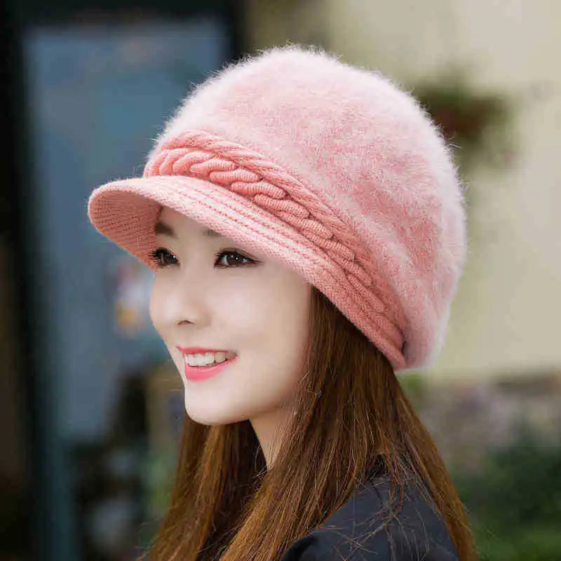 Cozy Korean Style Rabbit Hair Beanie For Women Warm Winter Knit Hat 🐰❄