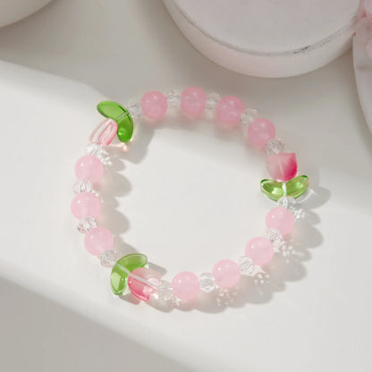 🌸 Kawaii Tulip Charm Bracelet 🎉 Colorful Beads for Fun Parties & Friendship 💖