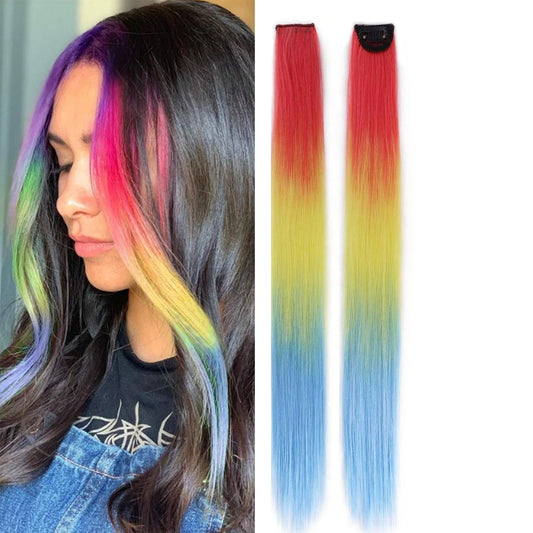 Kawaii Rainbow Hair Clips 🌈✨ - 1PCS Colorful Gradient Extensions for a Magical Look! 💖