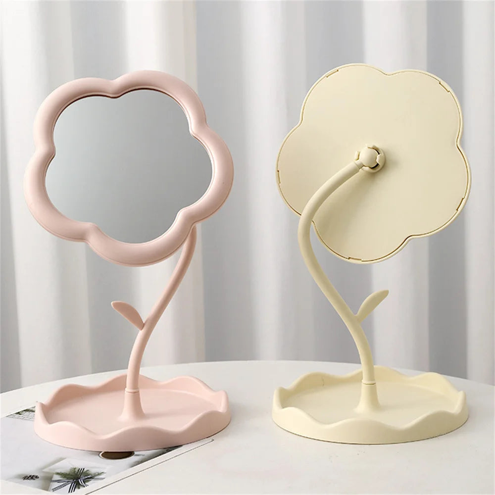 🌻 Kawaii Sunflower Makeup Mirror - Adorable Desktop Beauty & Jewelry Holder for Girls 🌸