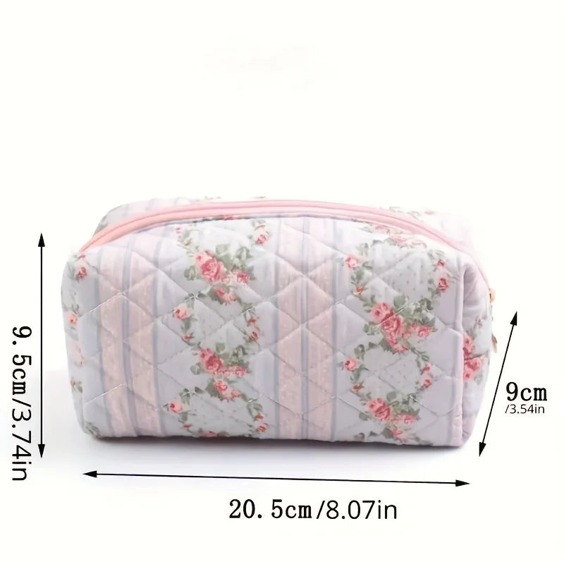 Kawaii Floral Makeup Bag 🌸✨ | Cute Portable Cosmetic Pouch for Travel & Storage 🎀 | Perfect Gift for Sweet Girls & Women 💖