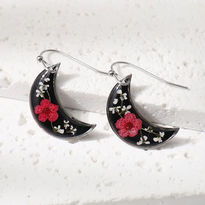 Elegant Pressed Flower Earrings For Women Natural Blue Floral Drop Earrings Handmake Epoxy Resin Plant Earring Jewelry Wholesale
