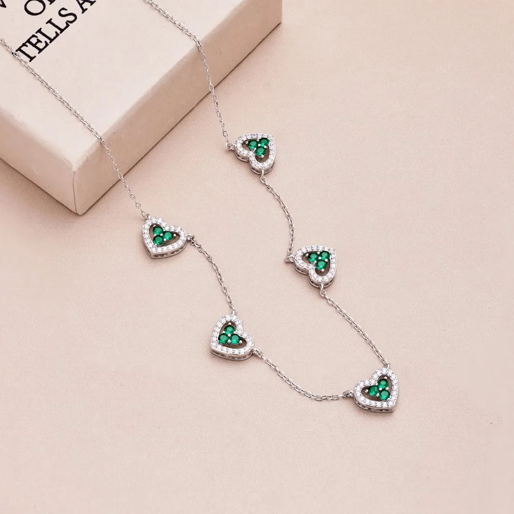 Kawaii Sparkling Heart Pendant Necklace 💖✨ | S925 Silver with 5A Zircon | Perfect Gift for Girls & Women 🌟