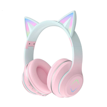✨ Kawaii Cat Ears LED Bluetooth Headphones 🎧 - Foldable Wireless Headset for Kids! 🐾🎶