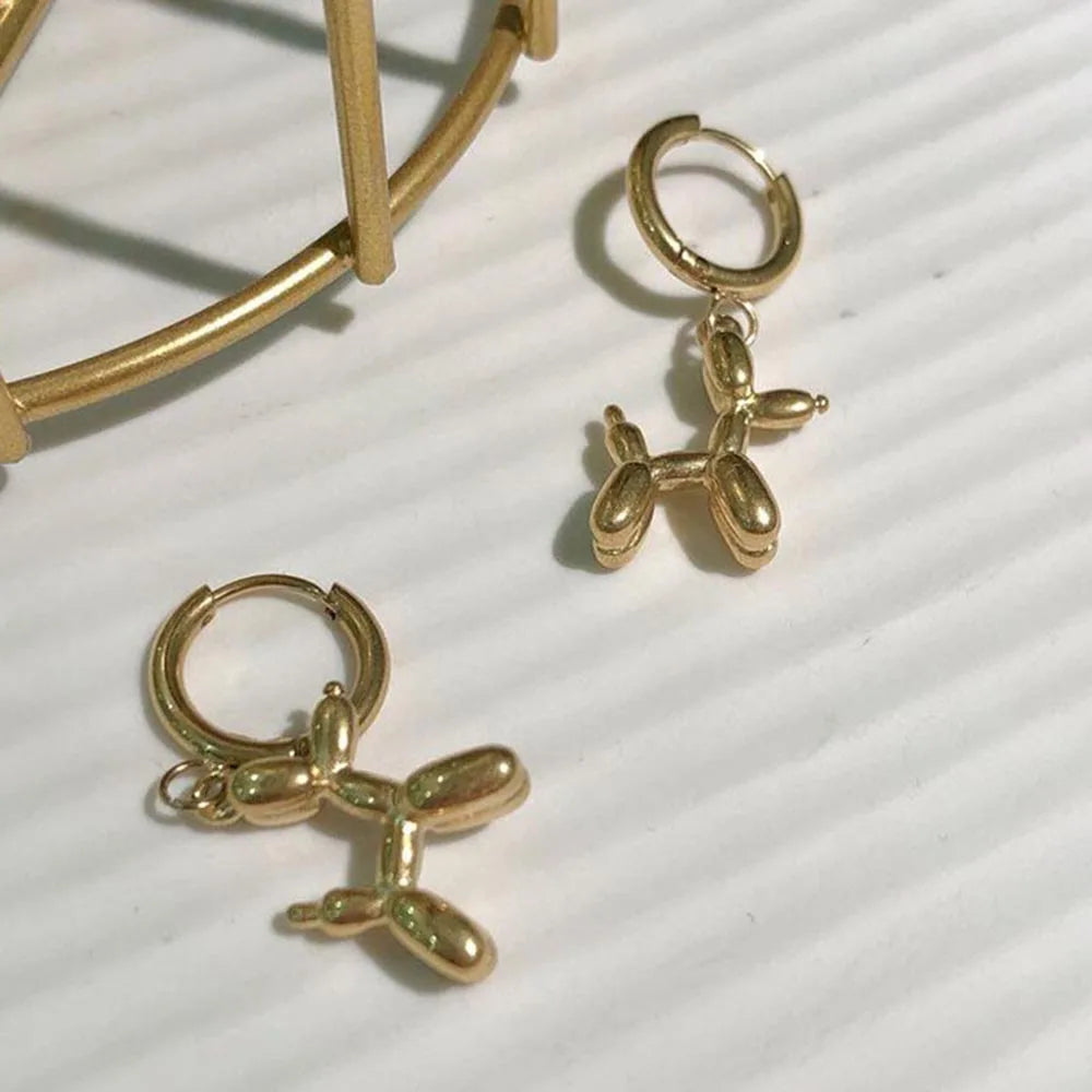 🐾 Adorable Balloon Dog Hoop Earrings 🎈 - Cute Cartoon Jewelry for Trendy Women! 🐶✨