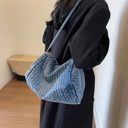 Kawaii Denim Crossbody Bag 🎀 | Stylish Zipper Shoulder Bag for Women 👜✨ | High Capacity & Soft Design! 🌈