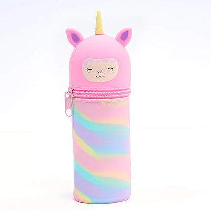Cute Animal Silicone Pen Case With Large Capacity Pencil Holder Lipstick 🎒