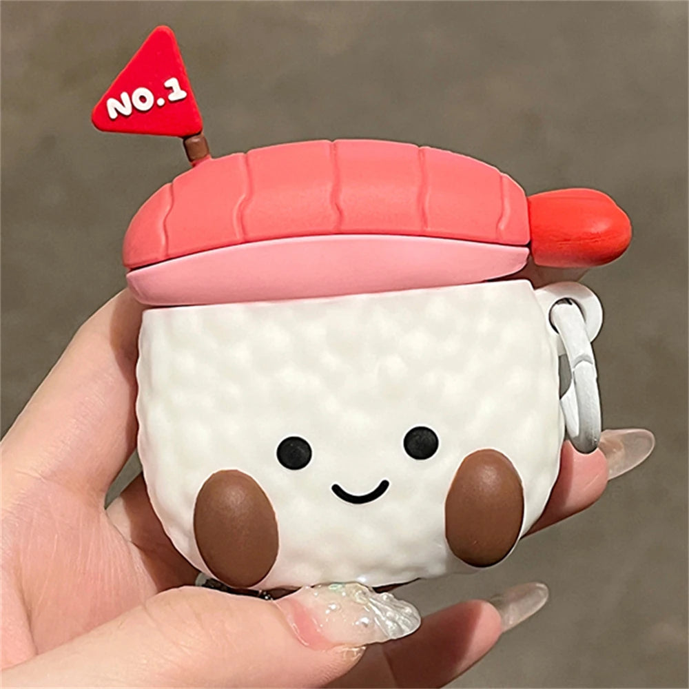 Adorable Sushi Rice Ball Silicone Earphone Case 🍣✨ for AirPods 1/2/3 & Pro 2 - Cute Kawaii Design 🎀