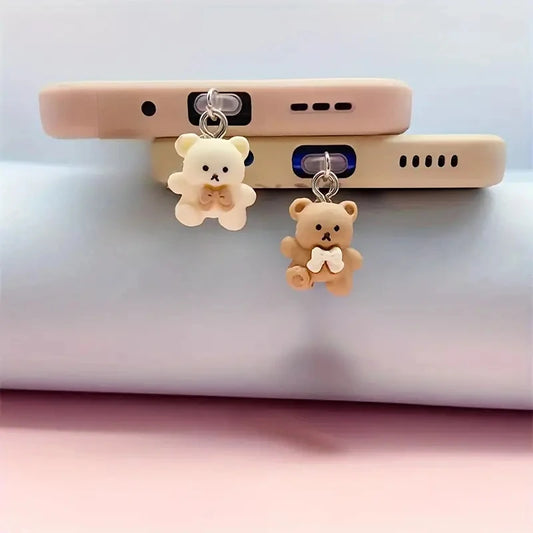 Kawaii Cute Bear Phone Dust Plug 🐻✨ | Universal Type-C Accessories for iPhone & Samsung 💖