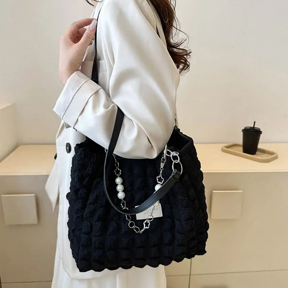 Kawaii Quilted Plaid Tote Bag 🎀✨ - Chic Soft Fabric Shoulder Purse for Stylish Ladies 💖