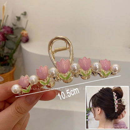 🌸✨ Sweet Floral Durian Hair Claw Clip - Adorable Ponytail Grabber for Trendy Girls! 🌼💖