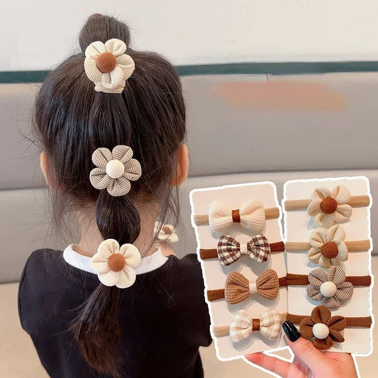 Kawaii 4/6pcs Adorable Korean Elastic Hair Bands for Girls 🌸💕 Cute Hair Rope Ties & Accessories for Kids!