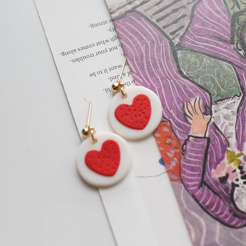 Pastel Fruit Heart Clay Earrings Set Lightweight Dangle for Summer 🍓💖