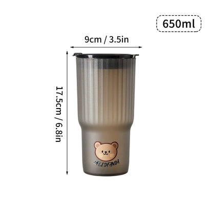 Kawaii 650ML Leak-Proof Coffee Mug ☕✨ - Adorable Portable Tumbler for Travel & Sports! 🌈💧