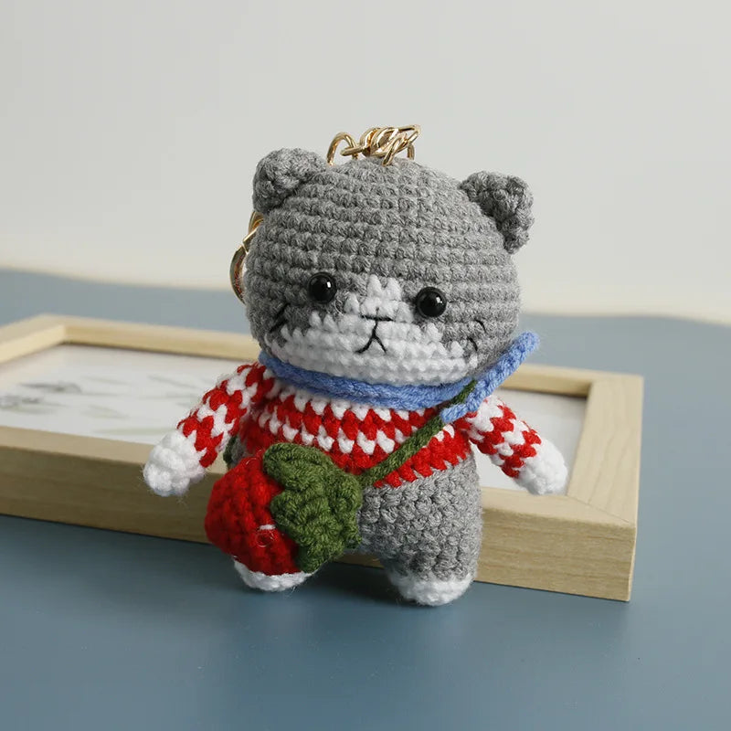 Handmade Kitten Crochet Keychain For Backpack Cute Cat Doll Pendant 🧶🐾