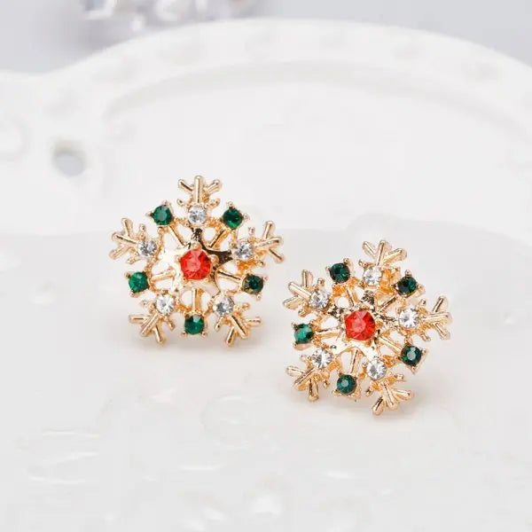 Delicate Snowflake Charm Stud Earrings Women Christmas Gift Crystal Zircon ❄️✨