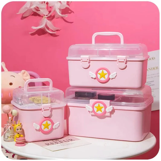 Kawaii Cartoon Multi-Layered Medicine Box 🩺💕 - Adorable Storage for Kids' Essentials & Makeup! 🌈✨