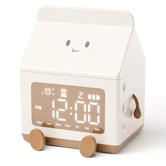 Kawaii Milk Box Mini Alarm Clock 🕒✨ – Cute Countdown Timer & LED Date Display for Your Cozy Bedroom! 💖📅